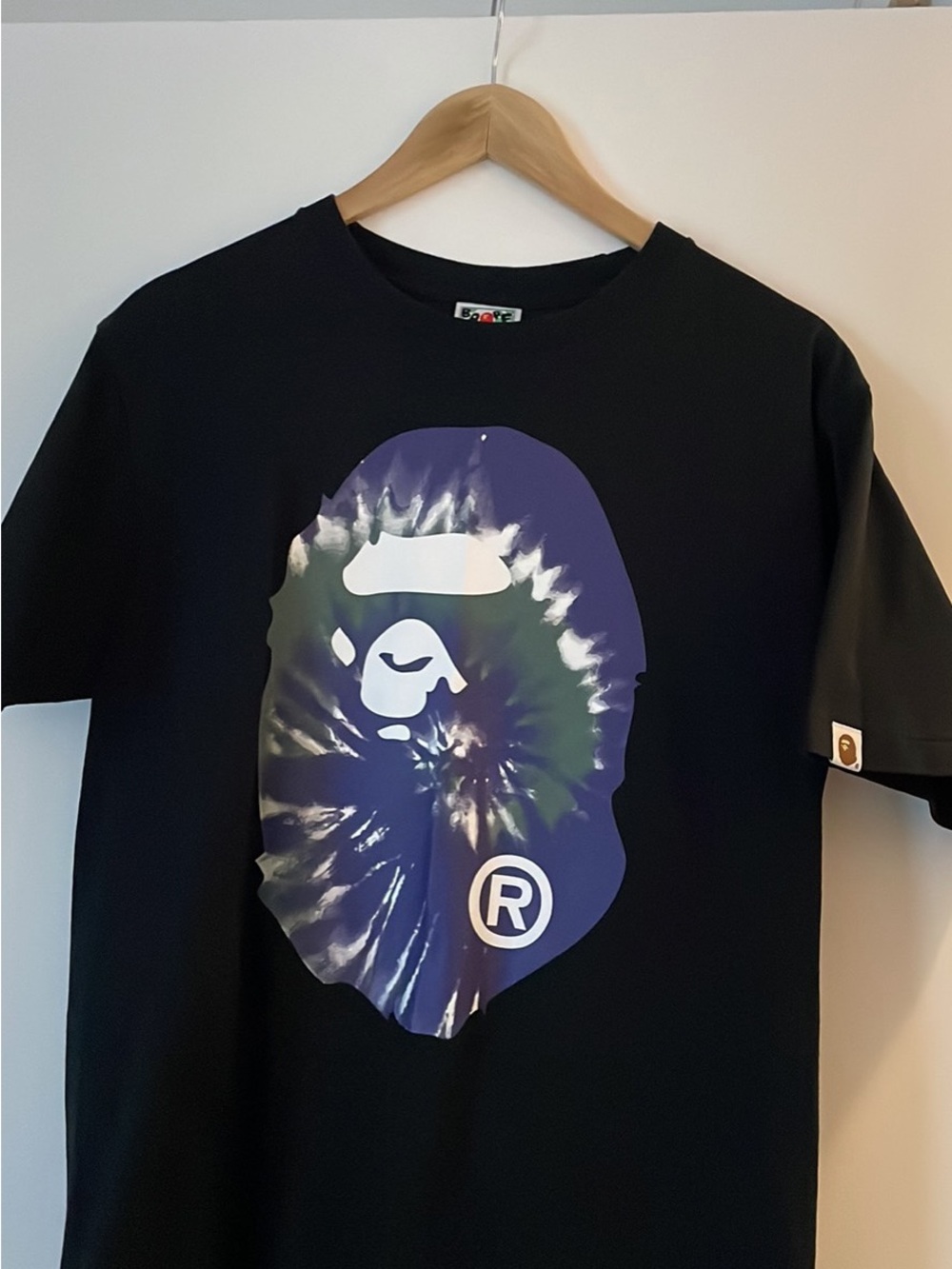 Bape Black Tee with Brown Ape Head Tag